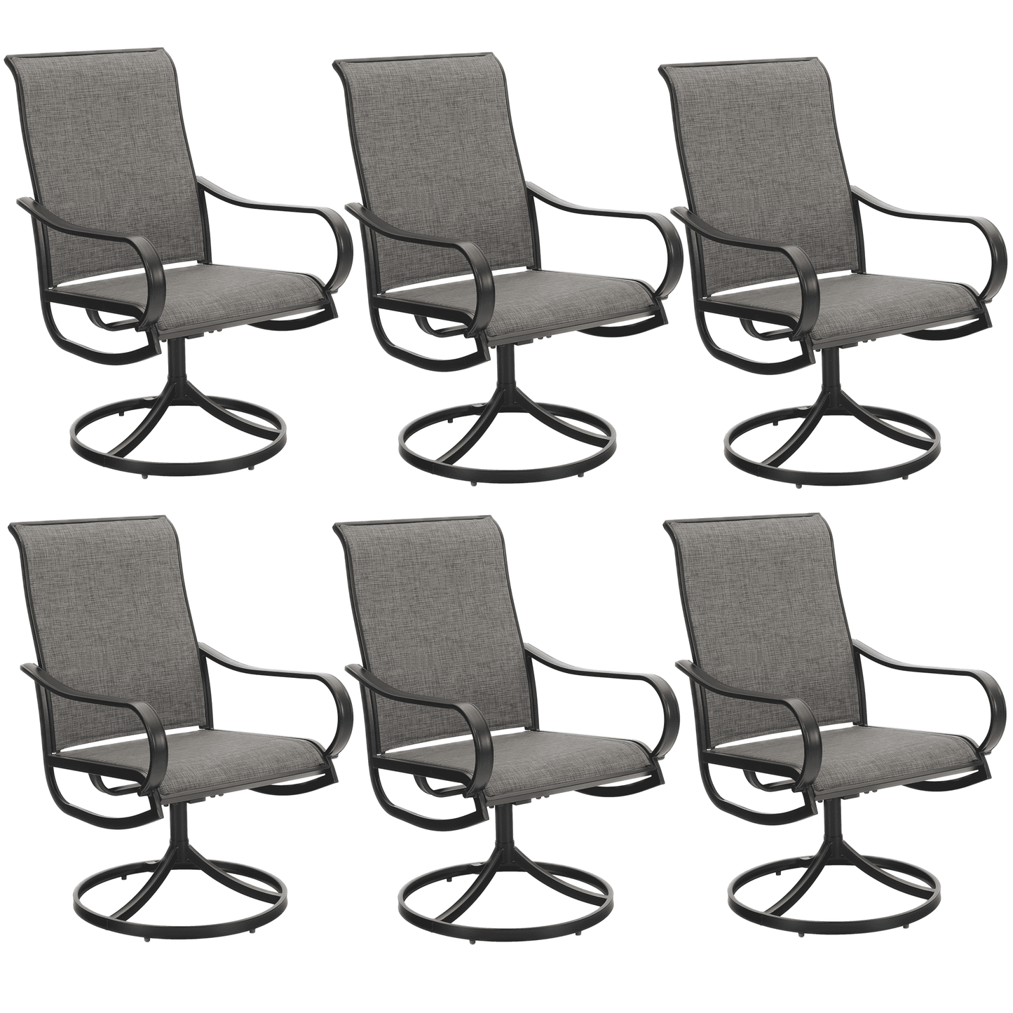Sophia & William 6Pcs Patio Dining Swivel Chairs Set with Black Steel Frame