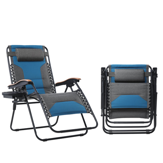 Sophia&William 2 Pieces Outdoor Oversized Padded Zero Gravity Chairs - Aqua