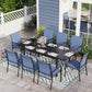 Sophia & William 9 Piece Patio Metal Dining Set Expandable Patio Dining Table and 8 Blue Textilene Chairs