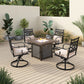 Sophia&William 5-Piece Outdoor Fire Pit Table Set Cushioned Swivel Chairs Dining Set
