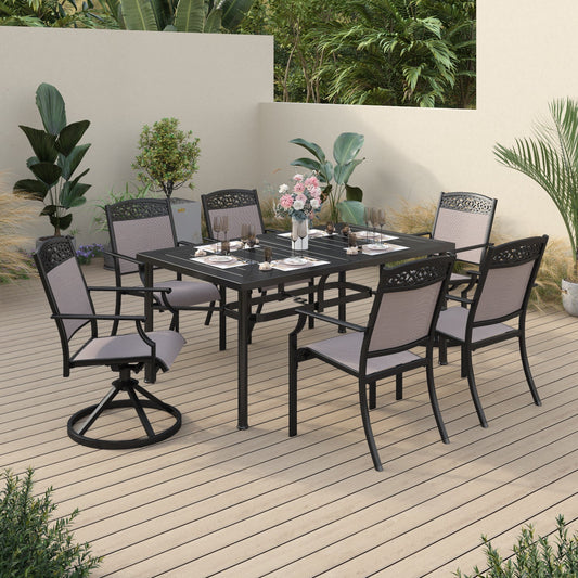 Sophia&William 7 Pieces Patio Dining Set Aluminum Chairs and Steel Table Set
