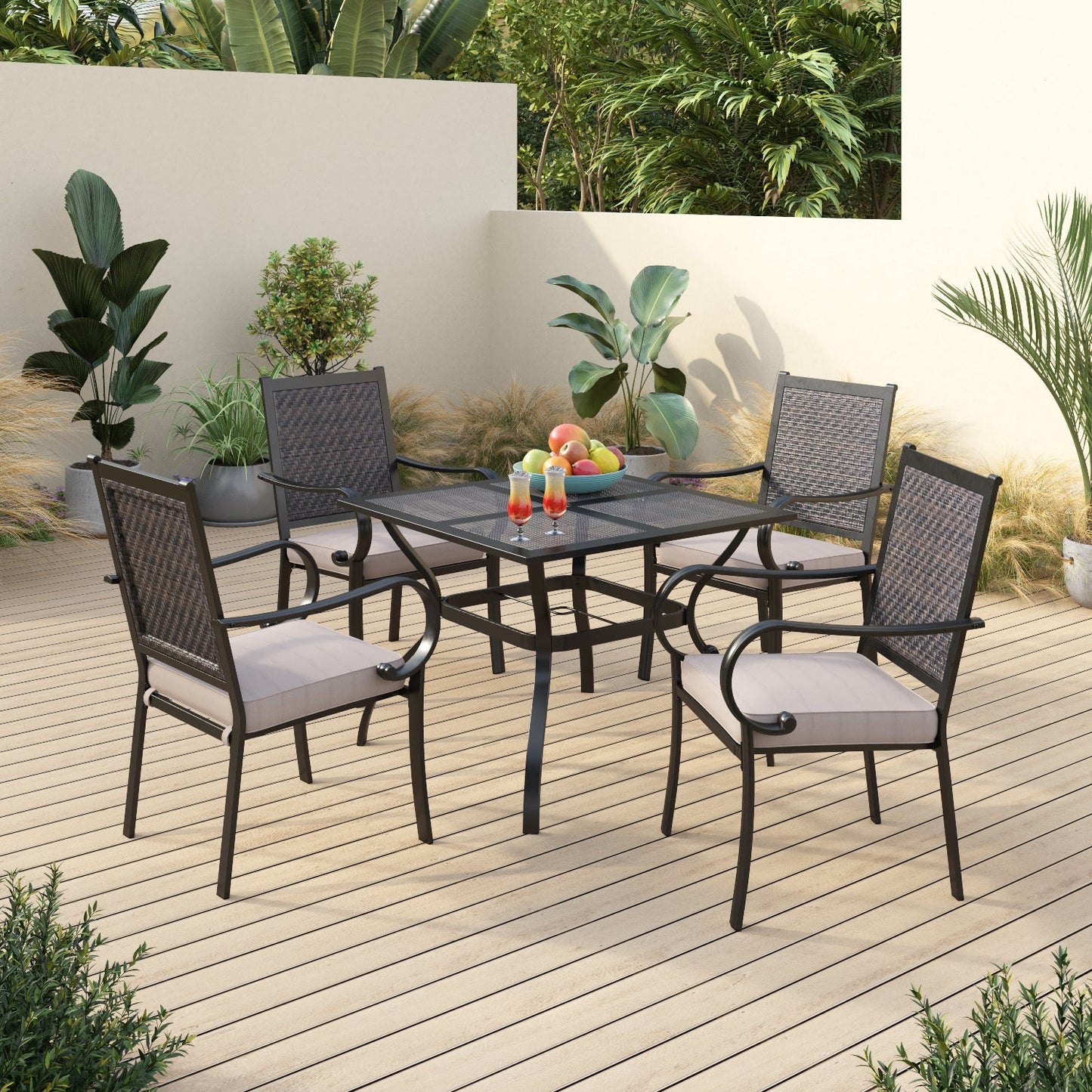Sophia & William 5 Pieces Outdoor Patio Dining Set Dining Chairs and Metal Round Dining Table