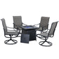 Sophia & William 5 Pcs Metal Patio Dining Set with Gas Fire Pit Table - Gray