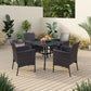 Sophia & William 5 Pieces Patio Rattan Dining Set Wicker Chairs and Metal Dining Table