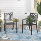 Sophia & William 2PCS Outdoor Patio Iron Metal Dining Chairs with Armrest, Black