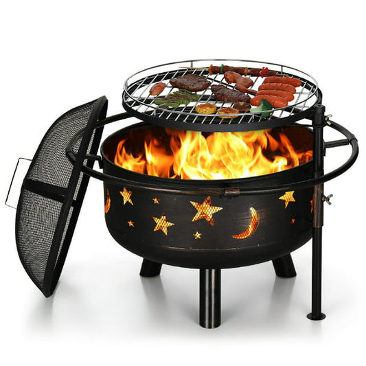 Sophia & William 30" 2 in 1 Outdoor Wood Burning Fire Pit Firepit Bowl with Cooking Grate