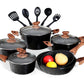 Sophia & William 15 Pieces Kitchen Nonstick Granite-Coated Cookware Set - Black