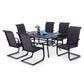 Sophia & William 7 PCS Patio Dinning Set with Steel Table and 6 Rattan C-spring Chairs