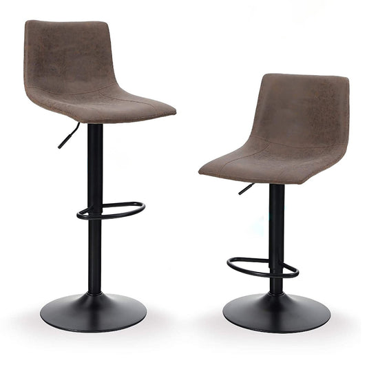 Sophia&William 2 Pieces Adjustable Height Swivel Bar Stools PU Leather Seat,Brown