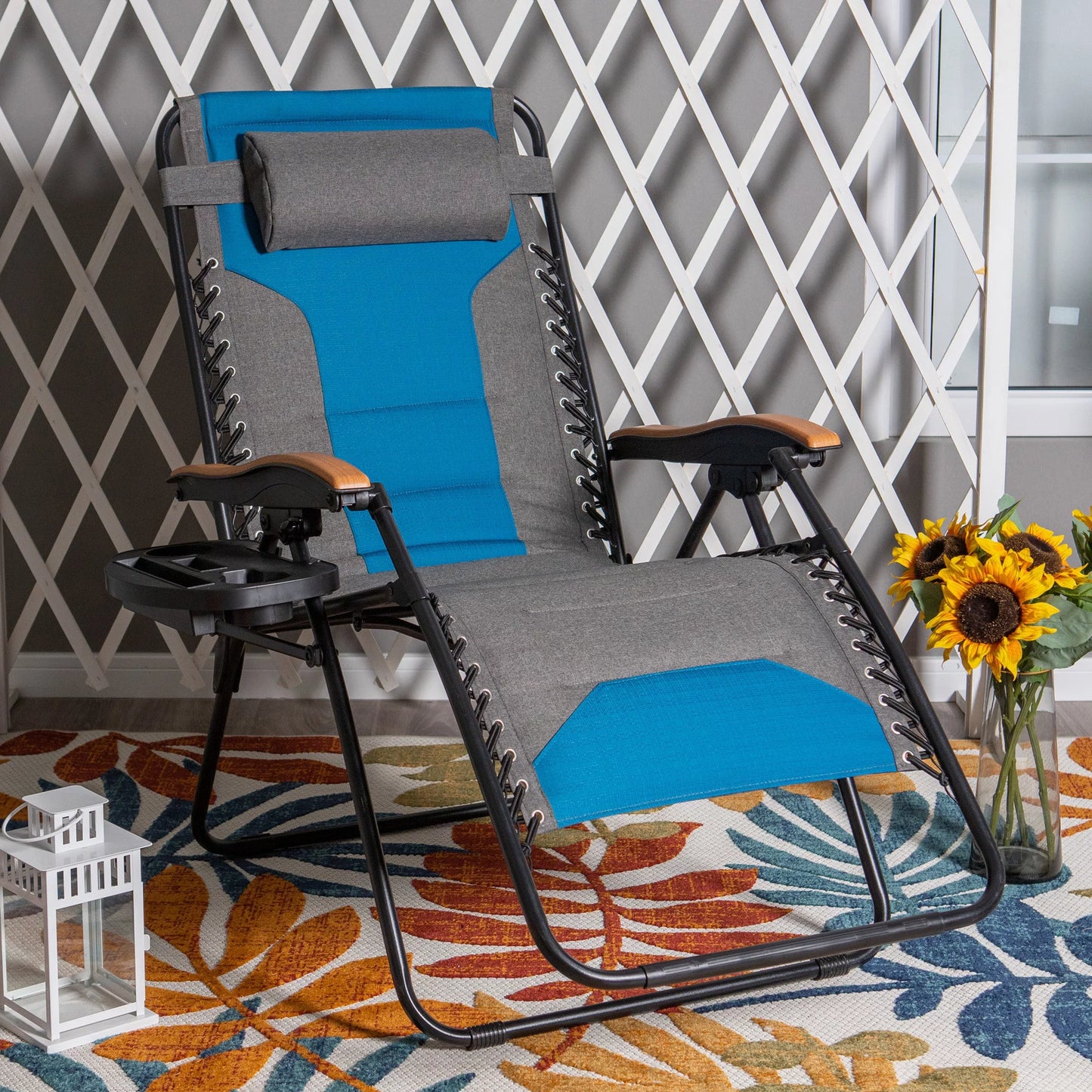 Sophia&William Outdoor XL Oversized Padded Zero Gravity Chair Camping Recliner - Aqua