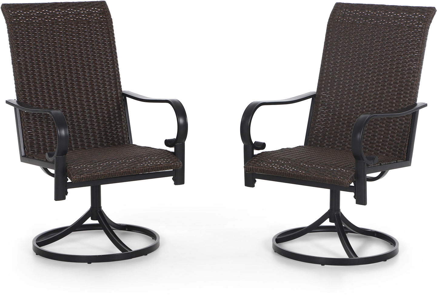 Sophia & William Outdoor Wicker Rattan Swivel Dining Chairs Set of 2