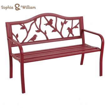 Sophia & William Red Bird 50" Outdoor Metal Patio Garden Bench for Lawn Yard Porch