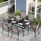 Sophia & William 7 Piece Patio Dining Set Rectangular Patio Dining Table and 6 Brown Textilene Chairs