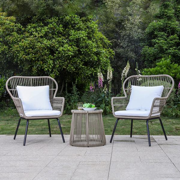 Sophia & William 3pcs Outdoor Patio Rattan Sofa Chairs Conversation Set Garden Furniture Patio Sofa Sets with Cushions