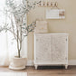 Sophia & William 2-Door Retro Storage Cabinet with Carved Finch Feather Pattern-White