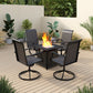 Sophia & William 5 Pieces Outdoor Patio Dining Set High Back Swivel Rattan Dining Chairs and Fire Pit Table