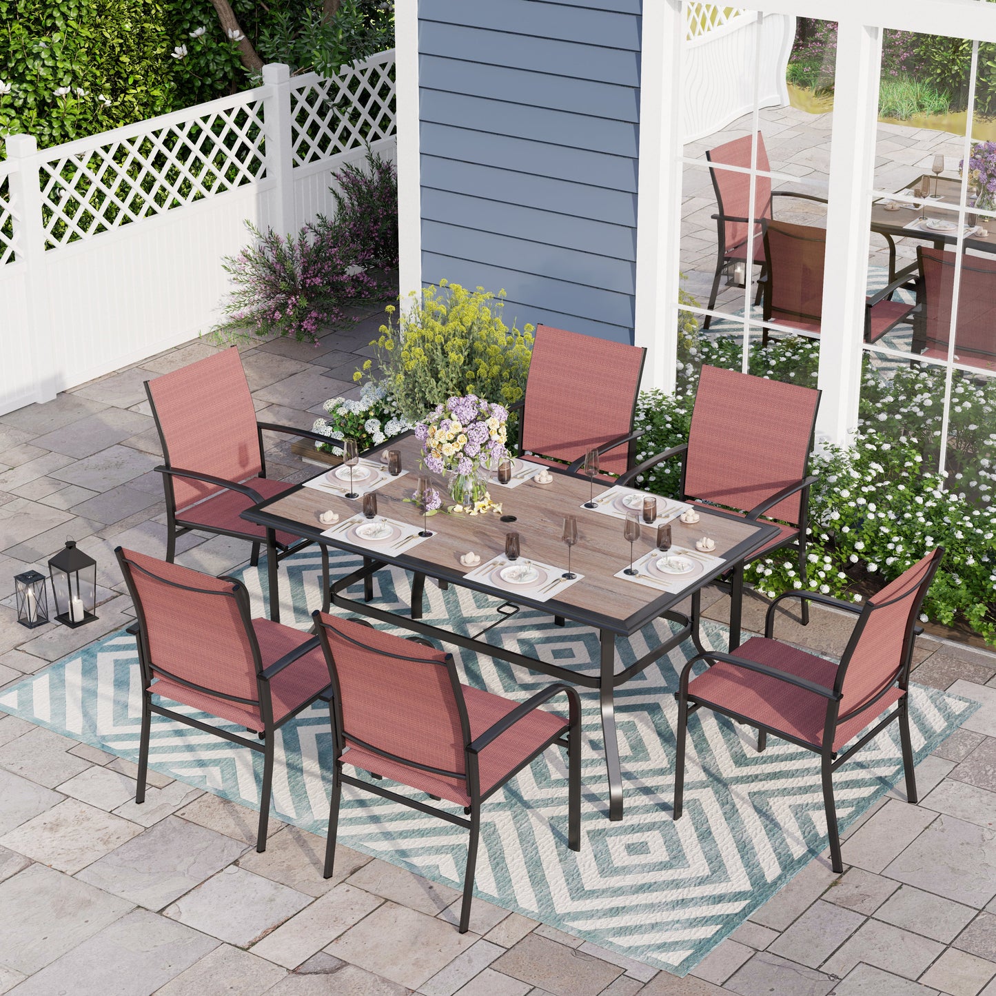 Sophia & William 7 Piece Outdoor Dining Set with Textilene Chairs and Rectangular Table