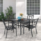 Sophia & William 5 Pcs Metal Patio Dining Set with 4 Stackable Chairs and Table in Black