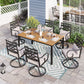 Sophia & William 7-Piece Outdoor Patio Dining Set Cushioned Swivel Chairs and Teak-grain Table Set