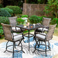 Sophia & William 5 Pieces Swivel Bar Set Rattan Backrest and Padded Cushion Bar Chair & Square Metal Table