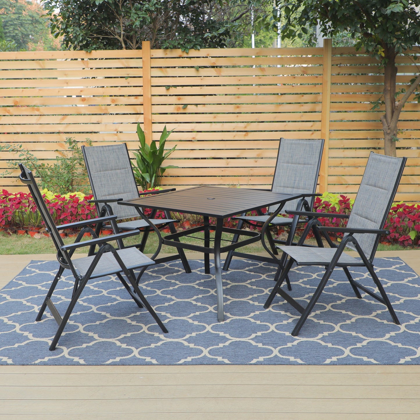 Sophia & William 5 Pieces Patio Dining Set Folding Chairs & Square Table