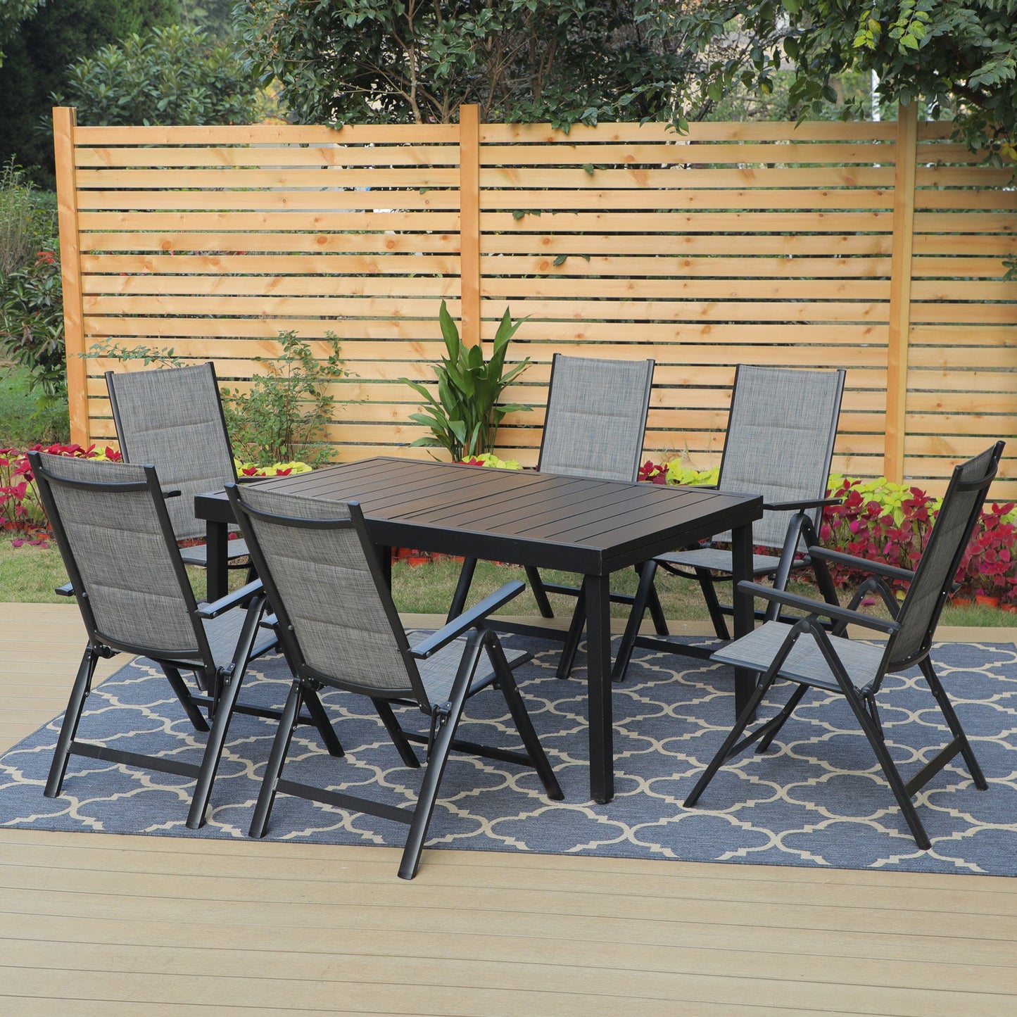 Sophia & William 7 Pieces Patio Dining Set Folding Chairs & Extendable Table