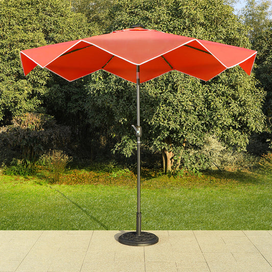 Sophia & William 9FT Outdoor Patio Umbrella Solar LED Umbrella with Crank Handle, Orange