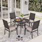 Sophia & William 5 Pieces Outdoor Patio Dining Set with 4 Rattan Cushioned Chairs & 1 Round Metal Table for 4 person