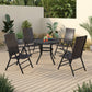 Sophia & William 5 Pieces Outdoor Patio Dining Set Foldable Adjustable Rattan Patio Dining Chairs and Metal Dining Table