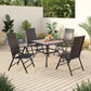 Sophia & William 5 Pieces Outdoor Patio Dining Set Foldable Adjustable PE Rattan Patio Dining Chairs and Metal Dining Table