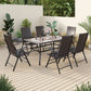Sophia & William 7 Pieces Outdoor Patio Dining Set Foldable Adjustable PE Rattan Patio Dining Chairs and Metal Dining Table