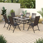 Sophia & William 7 Pieces Outdoor Patio Dining Set Foldable Adjustable PE Rattan Patio Dining Chairs and Metal Dining Table Black