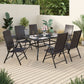 Sophia & William 7 Piece Patio Dining Set Foldable Adjustable PE Rattan Patio Dining Chairs and Rectangle Metal Table