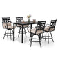 Sophia & William 5 Pieces Outdoor Bar Stools Set with 4 Bar Stools and Rectangular Metal Bar Table, Beige Cushion