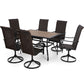 Sophia & William 7 Peices Outdoor Patio Dining Set Rattan Dining Chairs and Wood Like Table Set Suitable for 6 People