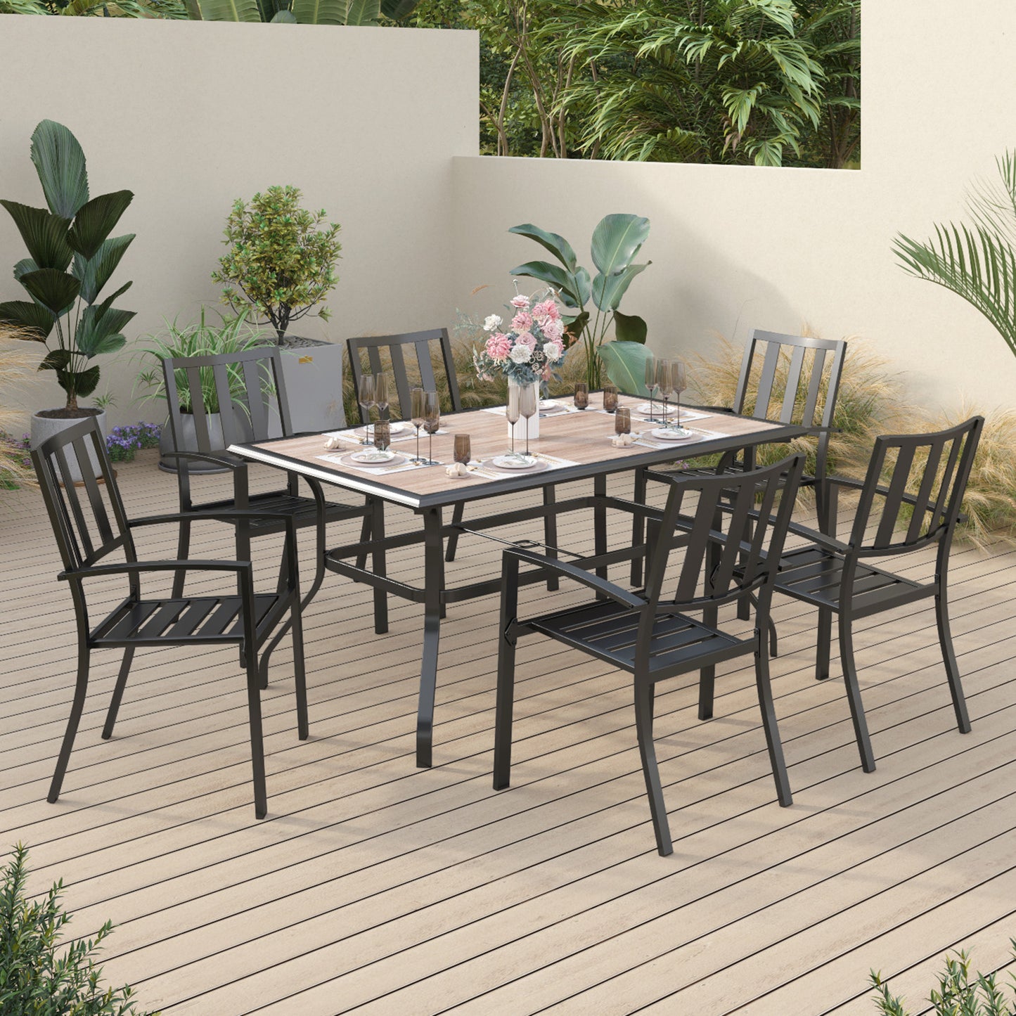 Sophia & William 7 Peices Outdoor Patio Dining Set Metal Chairs and Table Set
