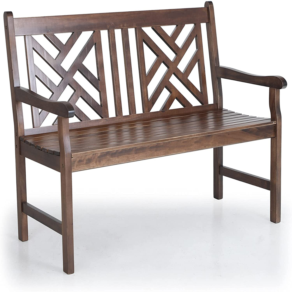 Sophia & William Outdoor Wooden Slat Bench in Brown