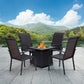 Sophia & William 5 Pcs Metal Patio Dining Set with Gas Fire Pit Table - Black