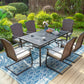 Sophia & William 7 Pieces Patio Dining Set Wicker Chairs & Umbrella Table
