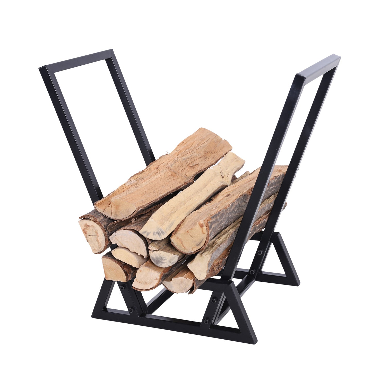 Sophia & William Garden 22" Steel Firewood Log Rack Fireside Log Rack - Black