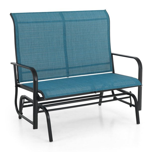 Sophia & William Outdoor Patio Glider Bench Rocking Chair for 2 Person - Blue