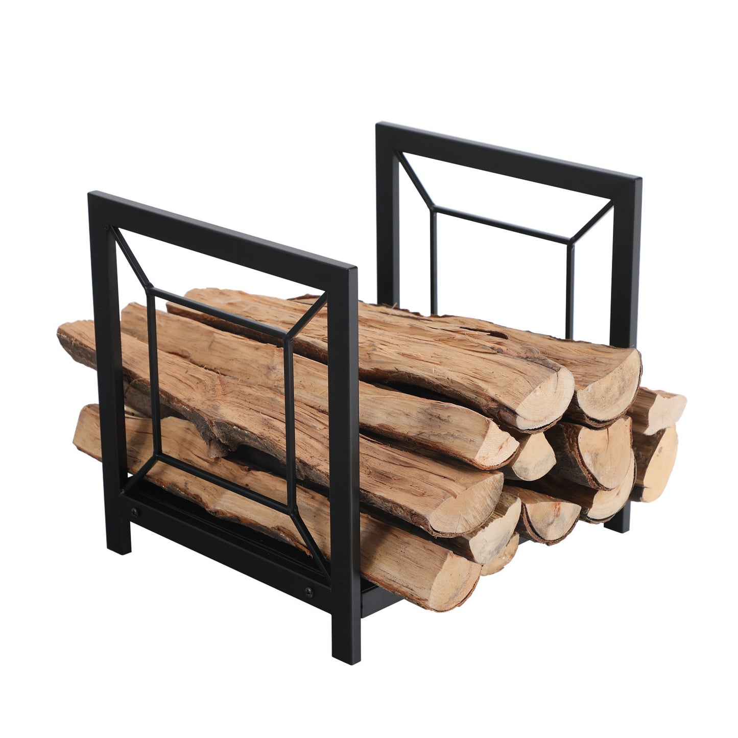 Sophia & William Garden Steel Firewood Log Rack Fireside Log Rack - Black