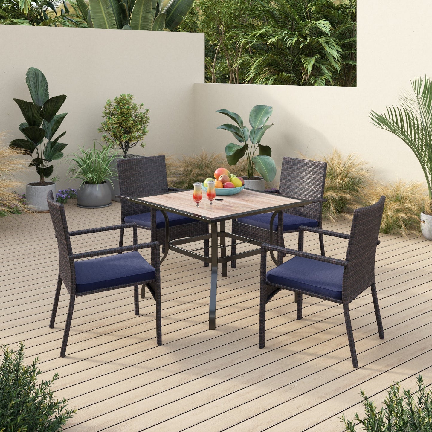 Sophia & William 5 Pieces Outdoor Patio Dining Set Dining Chairs and Metal Dining Table