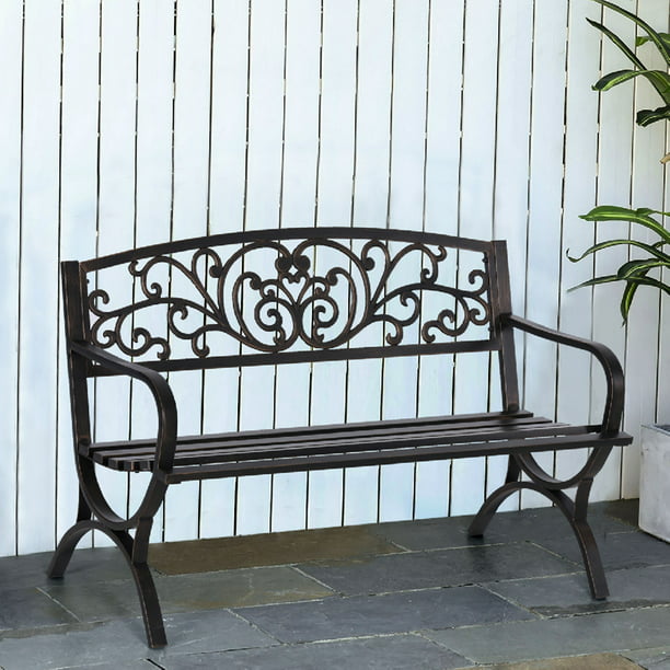 Sophia & William 50 Cast Iron Metal Outdoor Garden Park Bench,Bronze
