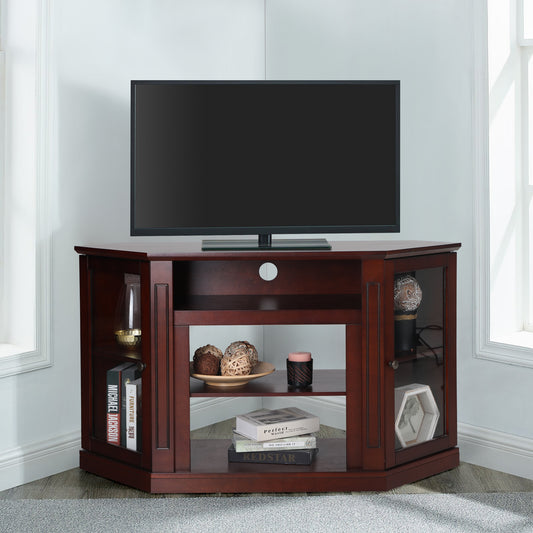 Sophia & William Corner TV Stand for TVs up to 55", Brown Red