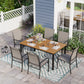 Sophia & William 7 Piece Patio Dining Set Teak Dining Table and 6 Brown Textilene Chairs