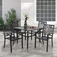 Sophia & William 5 Pcs Metal Patio Dining Set with 4 Stackable Chairs Table, Black