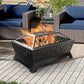Sophia & William 34" x 24" Wood Bronze Finish Steel and Metal Fire Pit