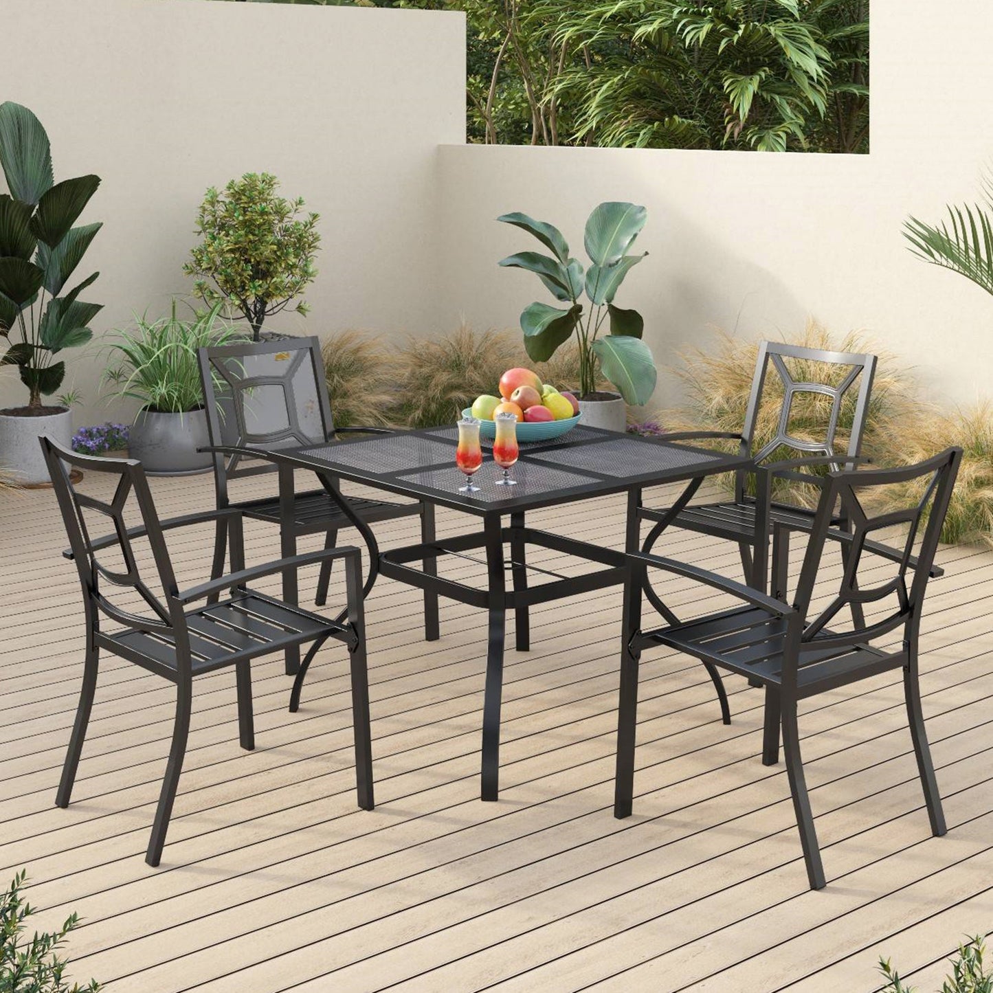 Sophia & William 5 Peices Metal Patio Dining Set for 4 People