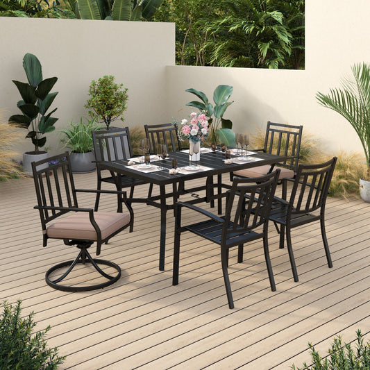 Sophia & William 7 Piece Patio Dining Set 6 Piece Patio Dining Chairs and 1 Piece Rectangular Dining Wood Table